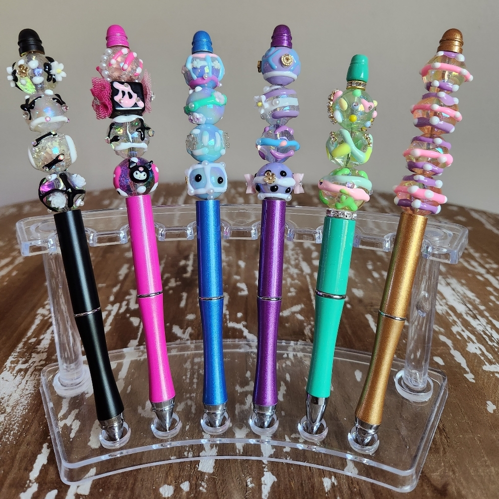 Beaded Pens with Hand Painted Beads